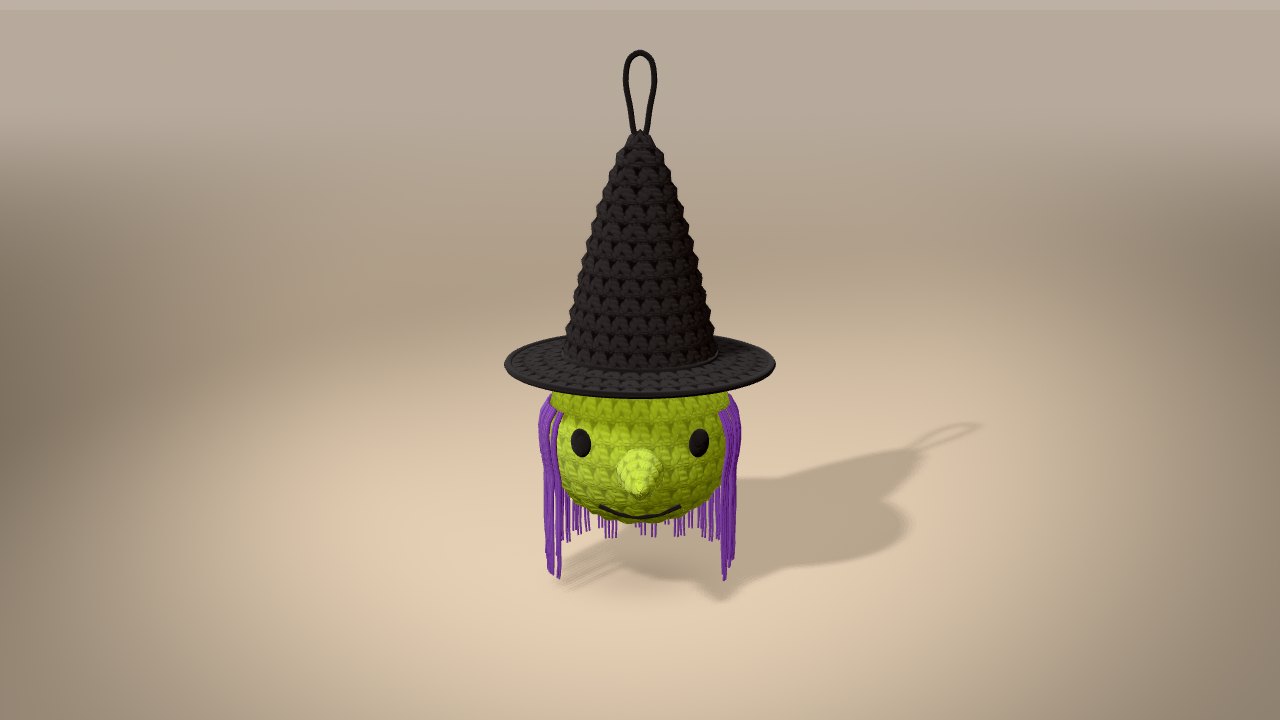 Little Witch Ornament in 3D: finished