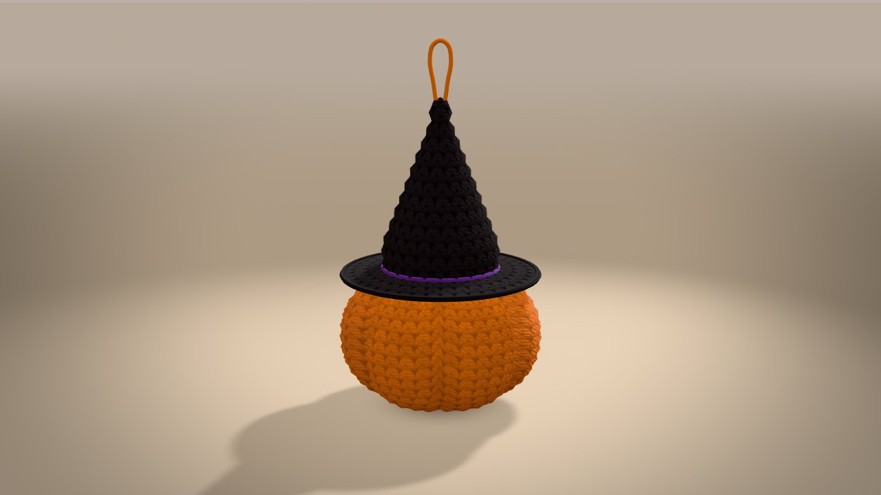 Little Witch Pumpkin in 3D: from the back