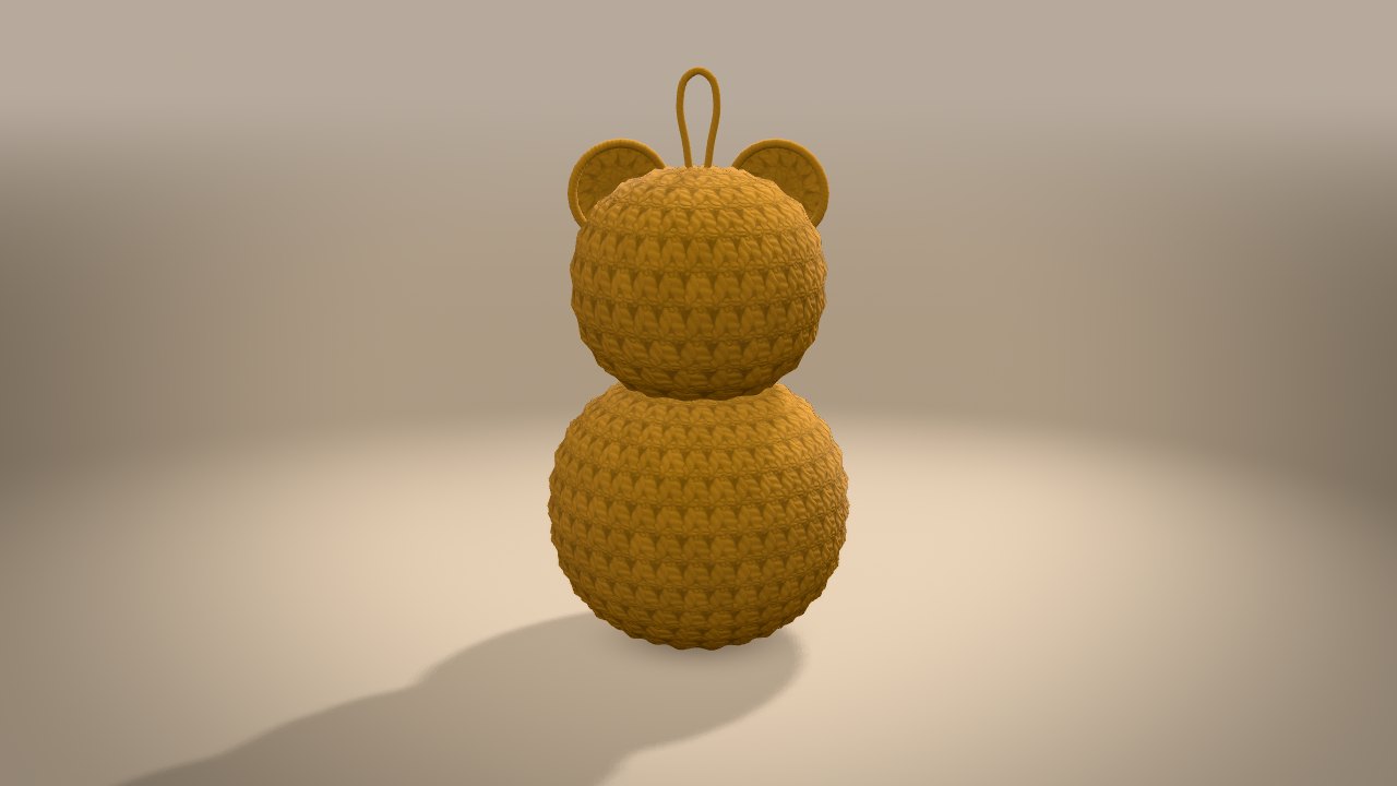 Mini Christmas Bear in 3D: from the back