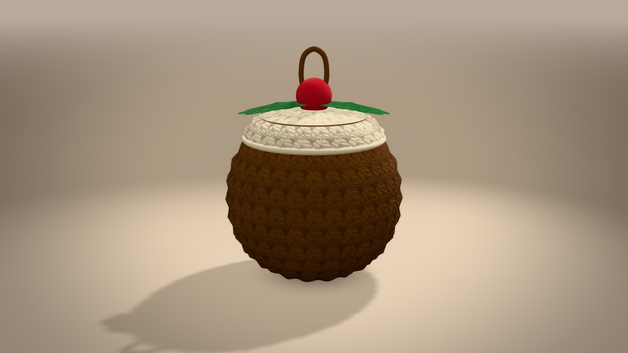 Mini Christmas Pudding in 3D: from the back