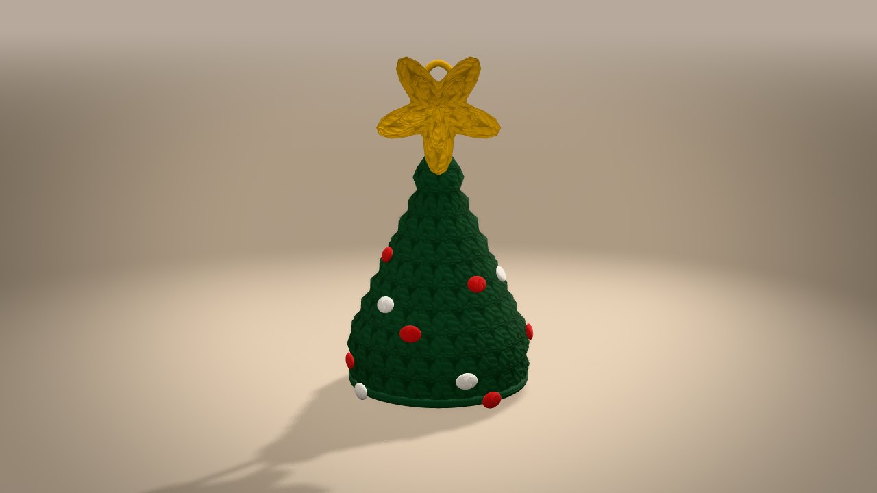 Mini Christmas Tree Ornament in 3D: from the back