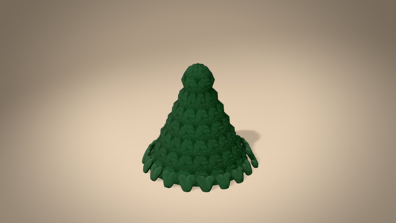 Mini Christmas Tree Ornament in 3D: halfway