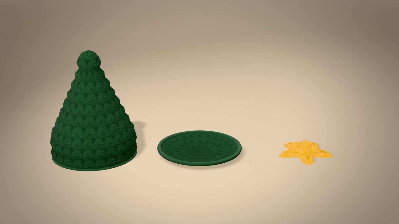 Mini Christmas Tree Ornament in 3D: every piece
