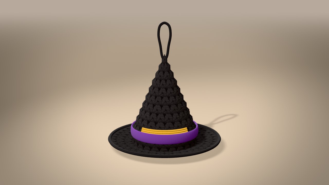 Mini Witch Hat Ornament in 3D: finished