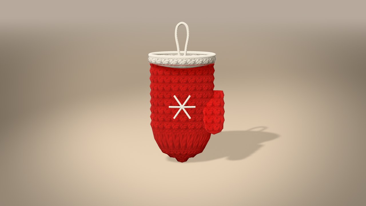 Mitten Ornament in 3D: finished