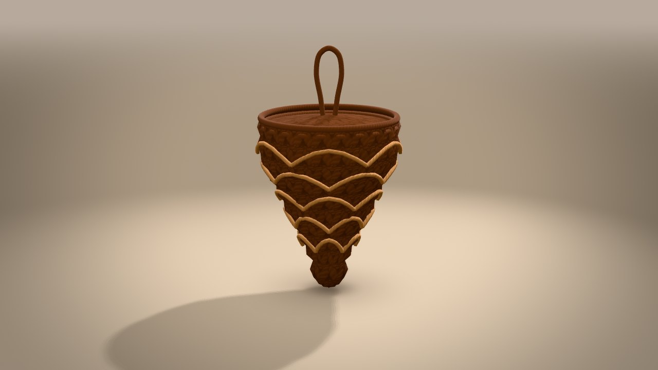 Pine Cone Ornament in 3D: from the back