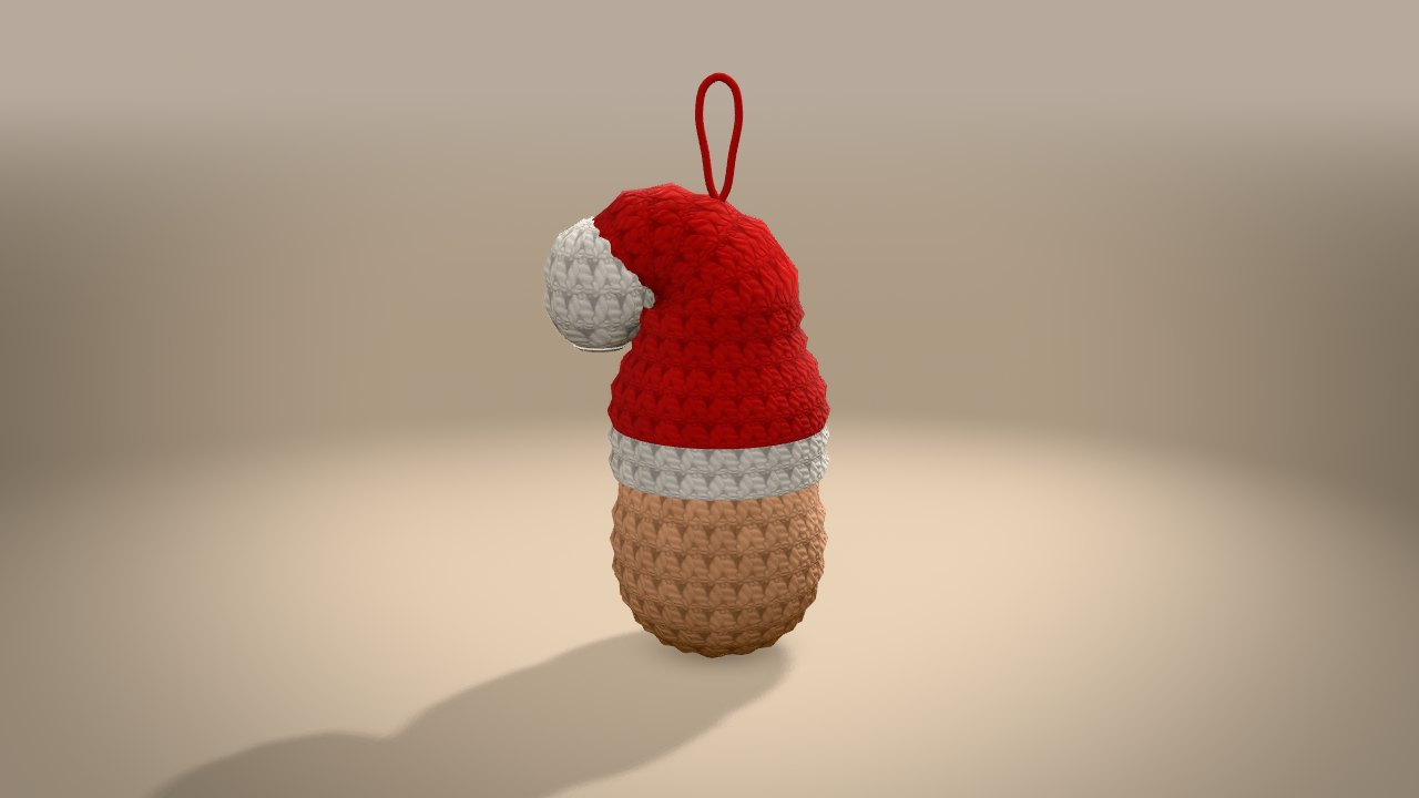Santa Ornament in 3D: from the back