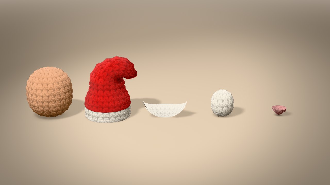 Santa Ornament in 3D: every piece