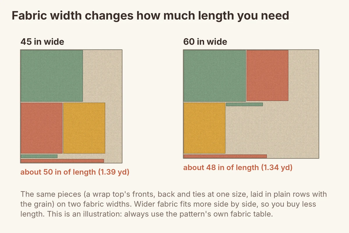 Fabric width and how much to buy: diagram