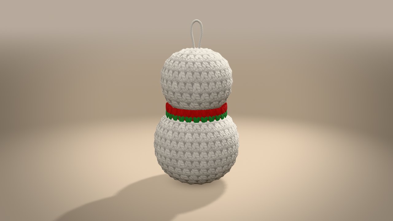 Snowman with a Scarf in 3D: from the back