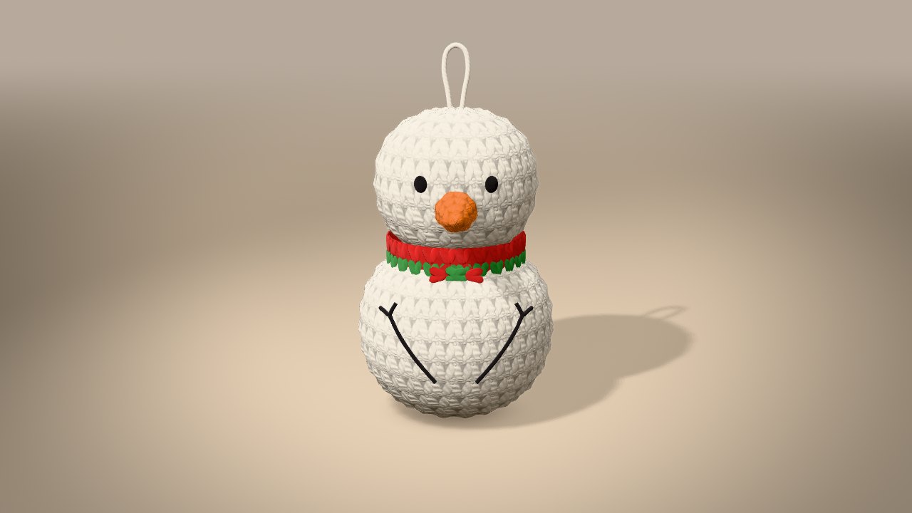 Snowman with a Scarf in 3D