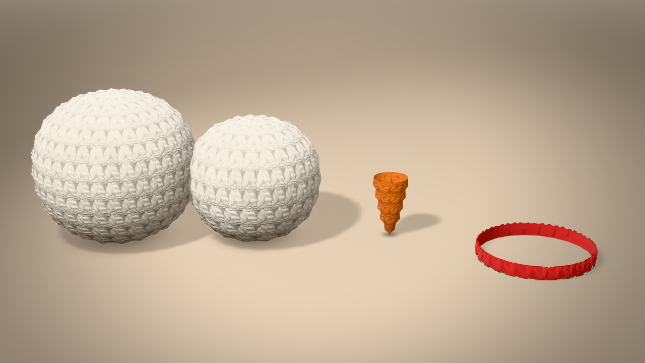 Snowman with a Scarf in 3D: every piece