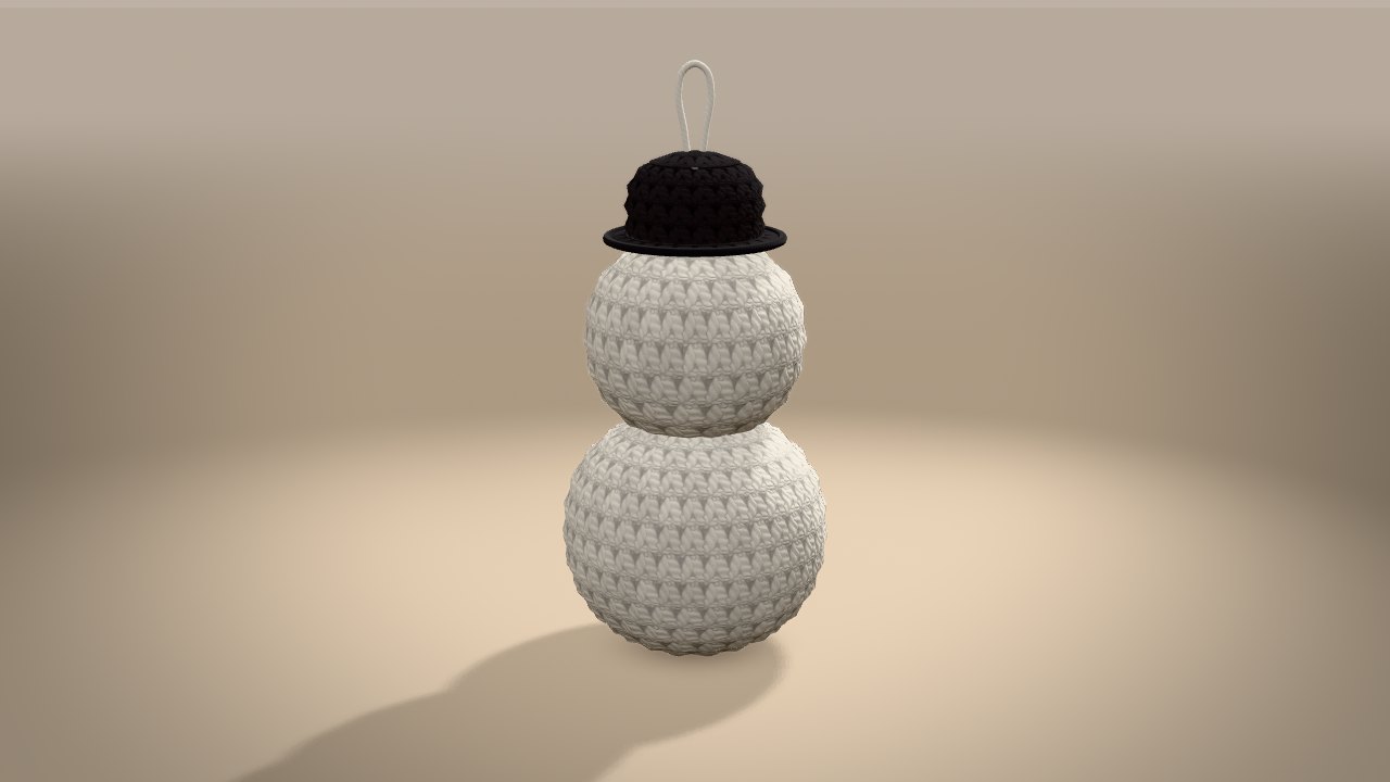 Snowman with a Top Hat in 3D: from the back