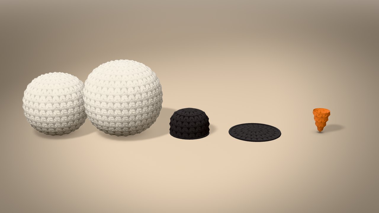 Tiny Snowman Ornament in 3D: every piece