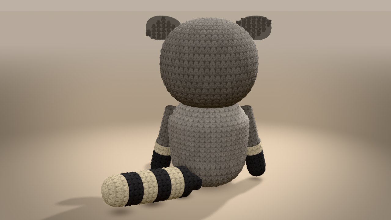 Woodland Raccoon Crochet Pattern in 3D: from the back