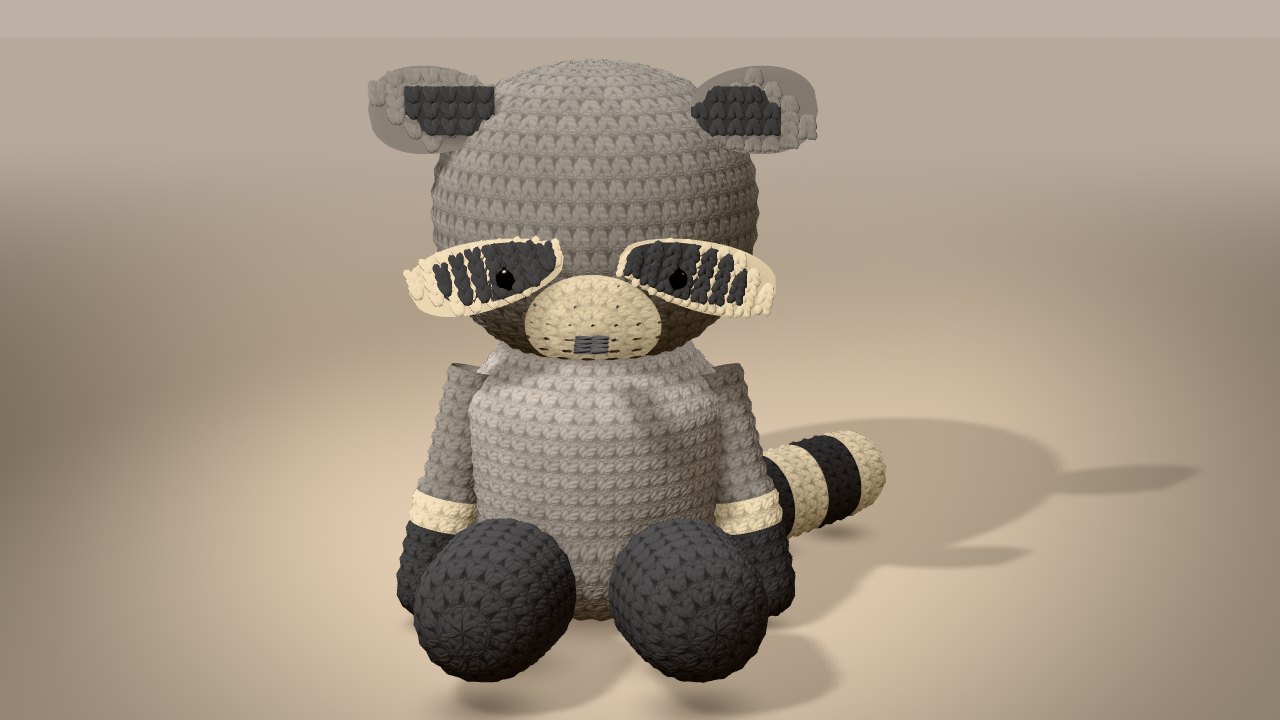 Woodland Raccoon Crochet Pattern in 3D: finished