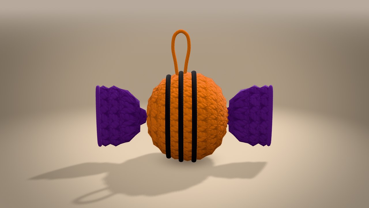 Wrapped Halloween Candy in 3D: from the back